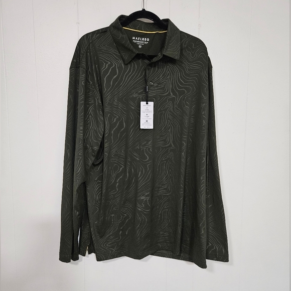 NEW MAELREG MENS XXL POLO SHIRT GOLF PERFORMANCE LONG SLEEVE - Picture 2 of 7
